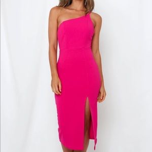 Hot pink midi dress